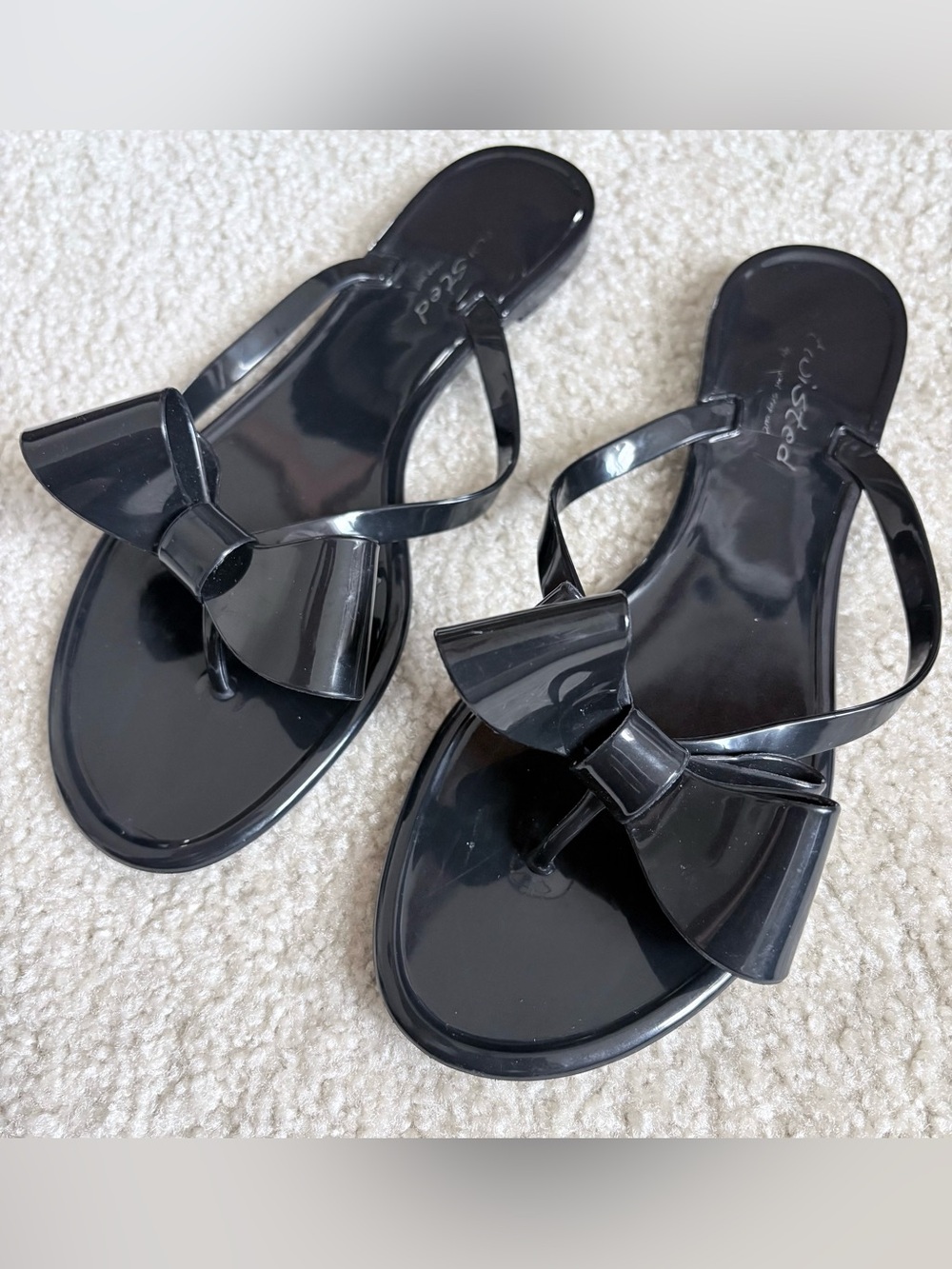Twisted Black Bow Jelly Sandals - Women